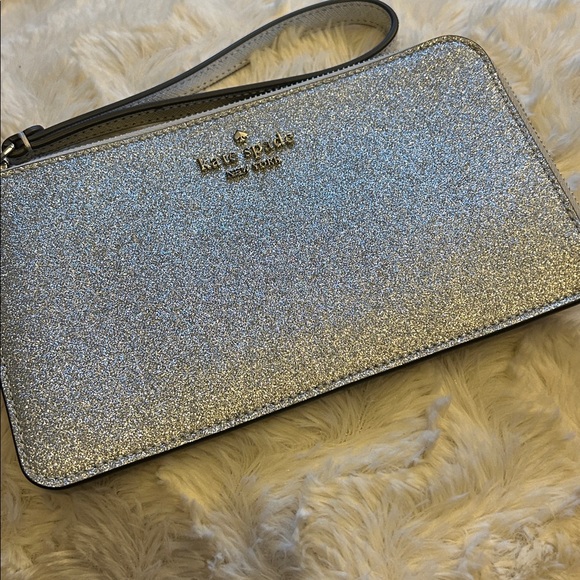 kate spade Silver Glitter L-Zip Wristlet - Picture 5 of 10